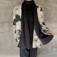 Load image into Gallery viewer, Scarf Ink-print Collarless Jacket