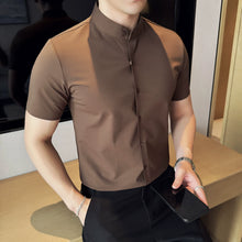 Load image into Gallery viewer, Summer Stand Collar Ice Silk Casual Waffle Shirt