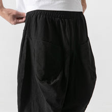 Load image into Gallery viewer, Cotton and Linen Cuffed Wide Leg Harem Pants