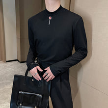 Load image into Gallery viewer, Stretch half turtleneck slim-fit long-sleeve T-shirt