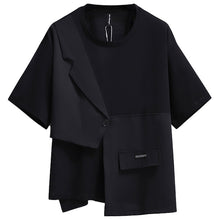 Load image into Gallery viewer, Irregular Suit Button Pocket Short Sleeve T-shirt