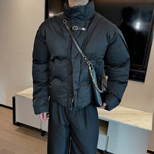 Load image into Gallery viewer, Stand Collar Leather Button Warm Cotton Jacket