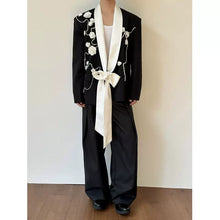 Load image into Gallery viewer, Color-blocked Floral Diamond Suit Jacket