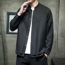 Load image into Gallery viewer, Cotton and Linen Stand Collar Shirt