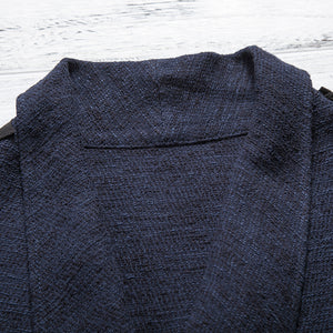 Slant-front Vintage Cotton Linen Cardigan
