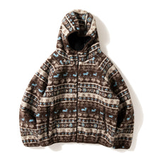 Load image into Gallery viewer, Retro Jacquard Faux Lamb Wool Hooded Jacket