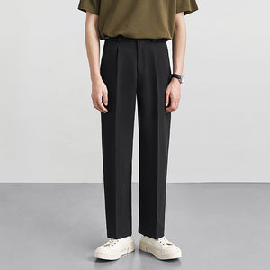 High-rise Elasticated Straight Trousers