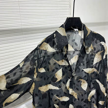 Load image into Gallery viewer, Irregular Cut-out Feather Print Casual Shirt
