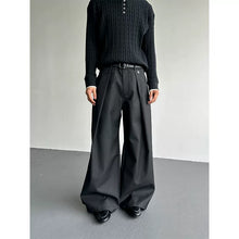 Load image into Gallery viewer, Pleated Deconstructed Rolled-up Hem Loose-fitting Wide-leg Pants
