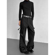 Load image into Gallery viewer, Metal Buckle Draped Casual Trousers