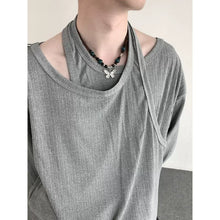 Load image into Gallery viewer, Fake Two-Piece T-shirt Loose Double-Layer Neckline shirt