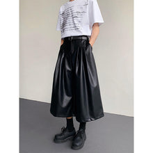 Load image into Gallery viewer, PU Leather Pleated Loose Wide-leg Cropped Trousers