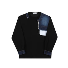 Load image into Gallery viewer, Denim Patchwork Long Sleeve Sweatshirt