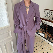 Load image into Gallery viewer, Rolled-up Sleeves Design Lace-up Suit Jacket Loose Casual Pants Two-piece Suit