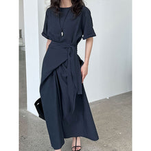 Load image into Gallery viewer, Cross-strap Short-sleeved Fitted Waist Dress