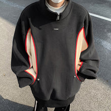 Load image into Gallery viewer, Knitted Patchwork Half-zip Stand Collar Sweatshirt