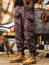 Load image into Gallery viewer, Vintage Loose Cotton Big Pockets Cargo Pants