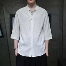 Load image into Gallery viewer, V-neck Pleated Three-quarter Sleeve Shirt