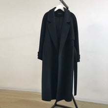 Load image into Gallery viewer, Black Woolen Loose Coat