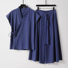 Load image into Gallery viewer, Two Piece Vest Sleeveless Cotton And Linen Suit