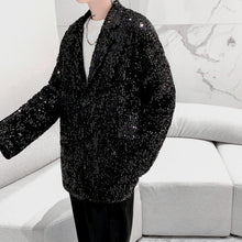 Load image into Gallery viewer, Red Sequined Suit Jacket Slim Straight Suit Pants Two-piece Set