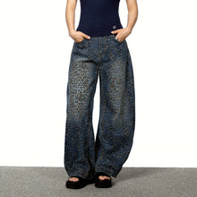 Load image into Gallery viewer, American Leopard Print Wide-leg Denim Scimitar Pants