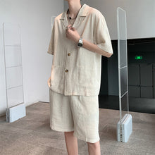 Load image into Gallery viewer, Vintage Cotton Linen Shirt Shorts Two-Piece Set
