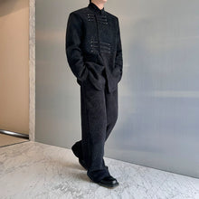 Load image into Gallery viewer, Dark Pattern Stand Collar Wide Leg Trousers Two-piece Suit