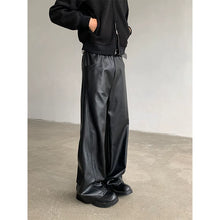 Load image into Gallery viewer, Vintage PU Leather Straight Wide-leg Casual Pants