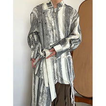 Load image into Gallery viewer, Vintage Tie-dye Ribbon Stand Collar Pleated Shirt