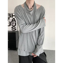 Load image into Gallery viewer, Fake Two-Piece T-shirt Loose Double-Layer Neckline shirt