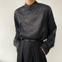 Load image into Gallery viewer, Irregular Jacquard Stand-up Collar Buttoned Tassel Casual Shirt