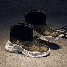 Load image into Gallery viewer, Vintage Gold Embroidered High Top Shoes