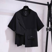 Load image into Gallery viewer, Irregular Suit Button Pocket Short Sleeve T-shirt
