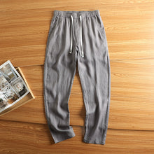 Load image into Gallery viewer, Linen Breathable Loose Drawstring Straight Trousers