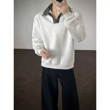 Load image into Gallery viewer, Retro Patchwork Faux Two-piece Sweatshirt