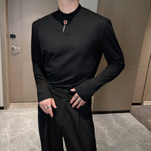 Load image into Gallery viewer, Stretch half turtleneck slim-fit long-sleeve T-shirt