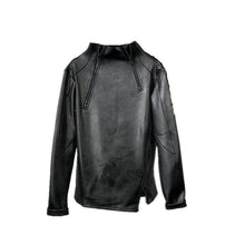 Load image into Gallery viewer, Leather Stand Collar Zippered Irregular Sweatshirt