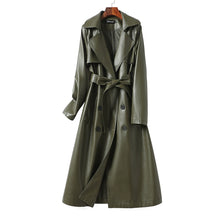 Load image into Gallery viewer, Winter Mid-length Leather Trench Coat