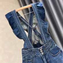 Load image into Gallery viewer, Denim Ruffled Overalls