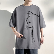 Load image into Gallery viewer, Cat print short-sleeve T-shirt