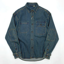 Load image into Gallery viewer, Vintage Distressed Washed Denim Striped Shirt