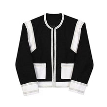 Load image into Gallery viewer, Black and White Contrast Leather Jacket