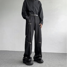 Load image into Gallery viewer, Metal Airplane Buckle PU Leather PatchworkTrousers