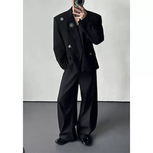 Load image into Gallery viewer, Black Multi-metal Brooch Loose Blazer