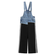 Load image into Gallery viewer, Contrast Color Patchwork Loose Denim Overalls
