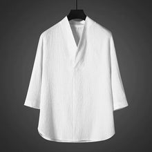 Load image into Gallery viewer, Vintage Ice Silk Loose Zen Clothes Half Sleeve T-shirt Drawstring Pants Two-Piece Set