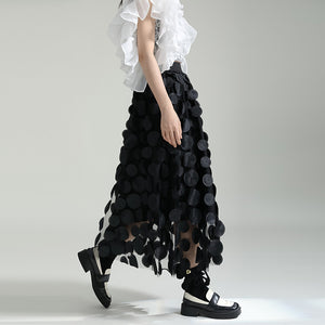 Retro Three-dimensional Polka-dot High-waist A-line Skirt