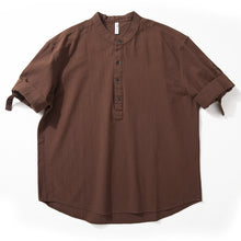 Load image into Gallery viewer, Stand Collar Casual Short Sleeve Shirt