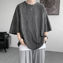 Load image into Gallery viewer, American Solid Color Ripped Short Sleeve Top